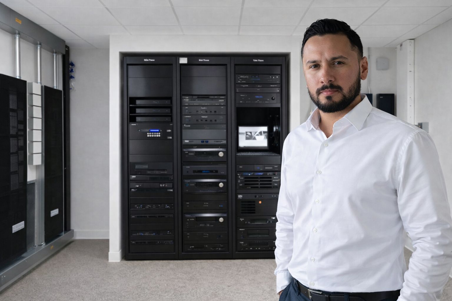 Luis with MODMEDIA machine